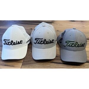 Titleist Golf Hat Lot – 3 Caps – S/M & M/L – Adjustable Stretch Fit – Gray White